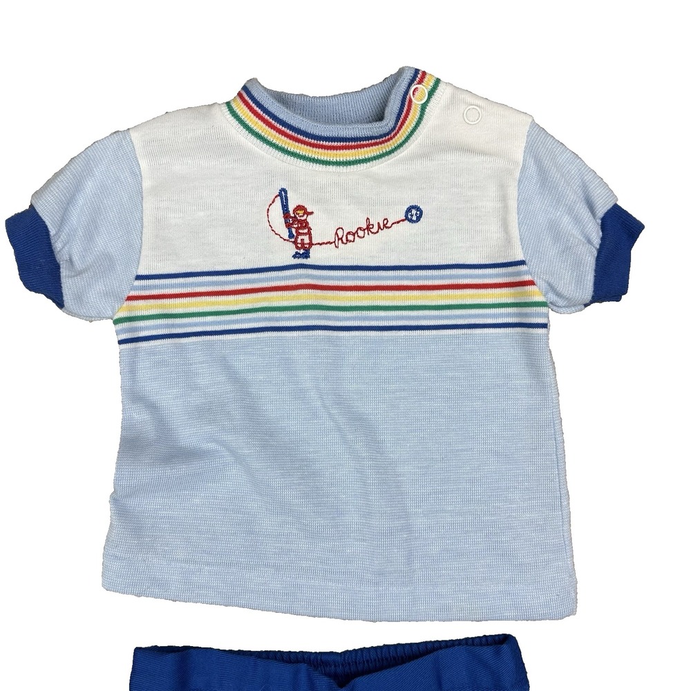 Vintage Garanimals Two Piece Outfit Short sleeve Rookie BaseBall Shirt Size 12M - Picture 2 of 12